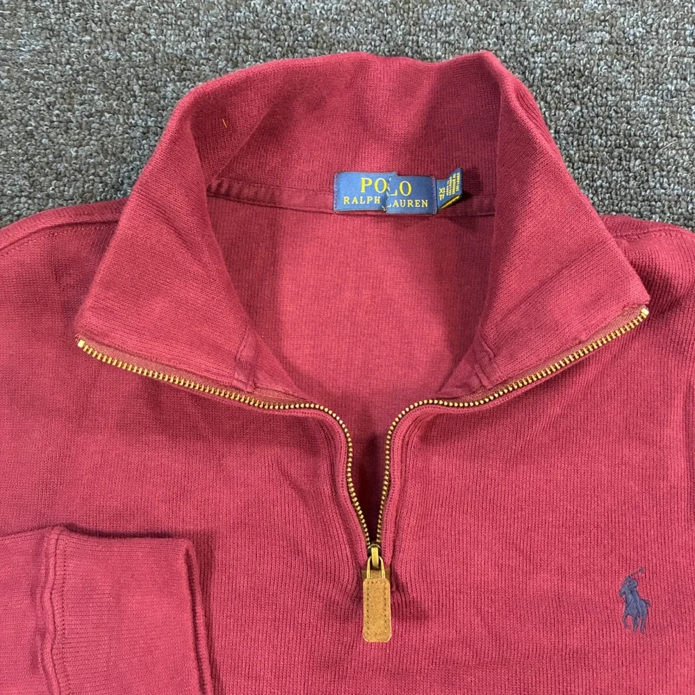 Polo Ralph Lauren Quarter Zip Pullover Mens XL Red Cotton Pony Logo Sweater NWOT